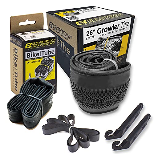 Kit de substituição de pneu Growler Tire 66 x 2125 polegadas com ou sem tubos internos. Inclui ferramentas. Serve para bicicletas com aro ou rodas de 26 x 475 ou 26 x 2125 sem logotipo 1 pacote com tubo