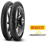 Par de Pneus Moto 2.75-18 90/90-18 Pirelli Super City Sem Câmara
